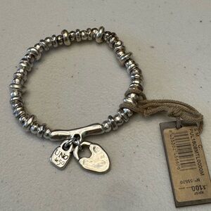 New UNO de 50 “Love Lock” Beaded stretch bracelet with charms - Silver